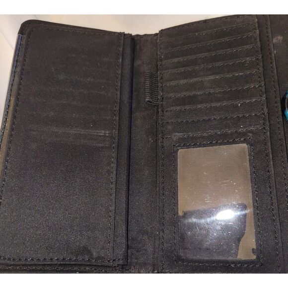 Tommy Hilfiger Geometric Black & Brown Checkbook Women Woman's Trifold Wallet - Picture 2 of 5